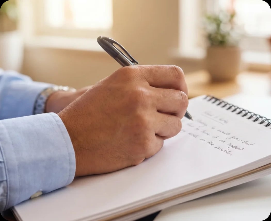 Woman writing in journal